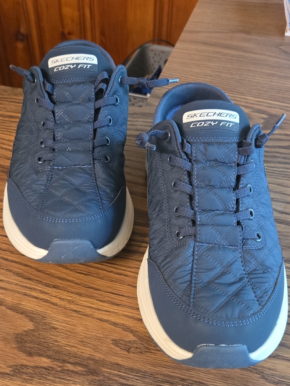 Skechers Cozy Fit Quilted Dark Blue Lace-Up Sneakers
